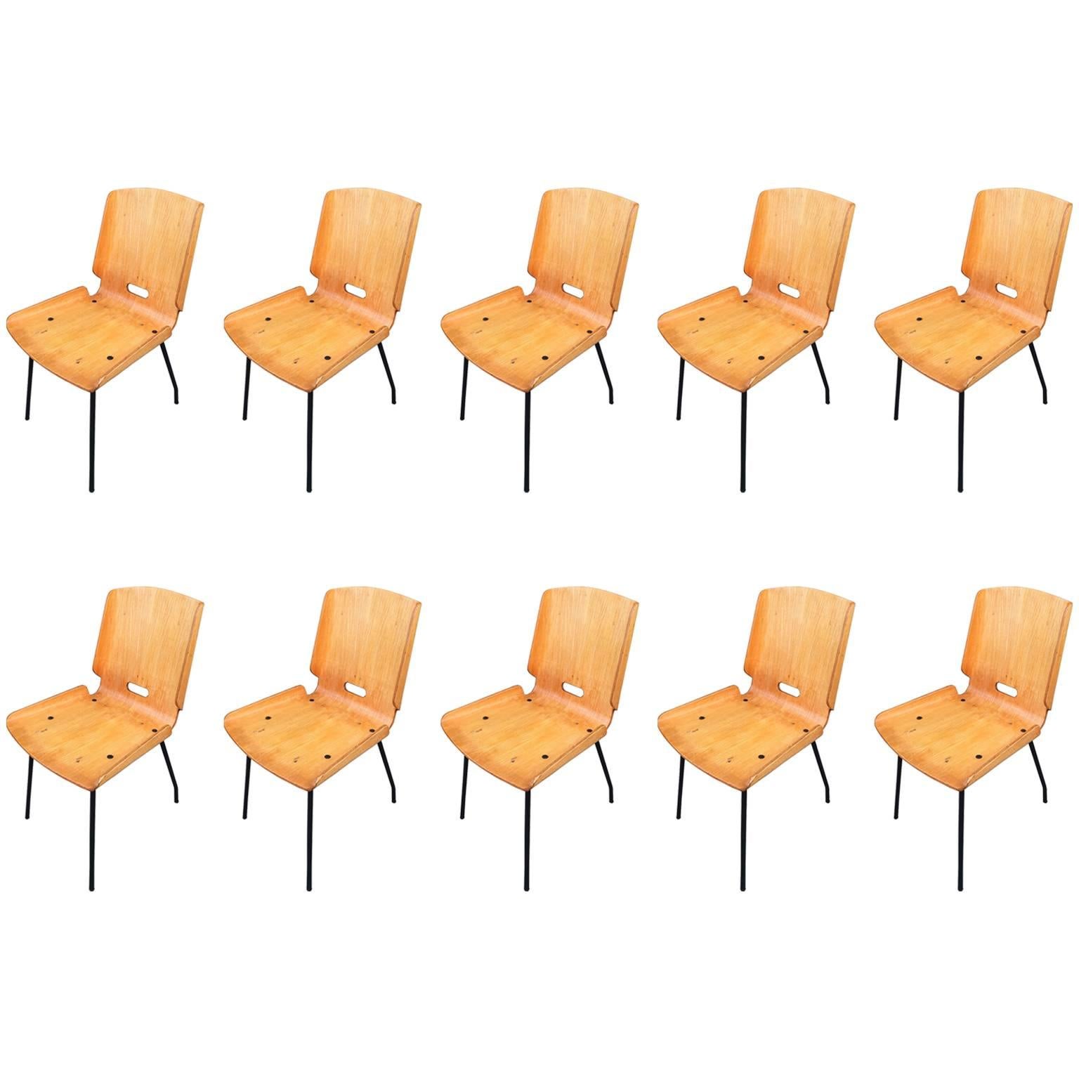 Ten Rare Chairs, Design G.De Carlo Arflex, 1950 For Sale