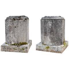 Pair of Hexagonal Stone Pedestals, 19th Century