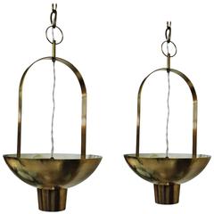 1960´s Pair of Chandeliers by Jordi Vilanova, solid polished brass - Spain