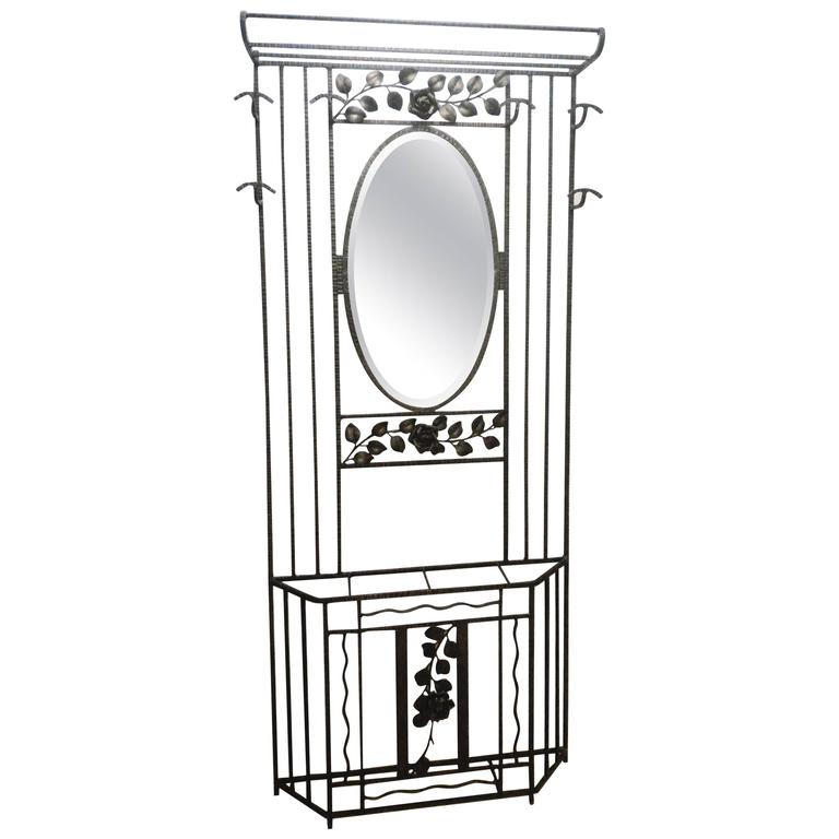 Charming Original French Art Deco Wrought Iron Hall Tree Coat Hanger