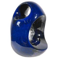 Sculptural Blue Ceramic Table Lamp, Italy, 1960s 9