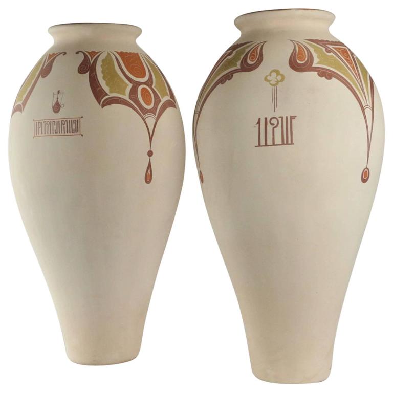Paire of Very Important Vases in Terra Cotta in Greek Design, 20th