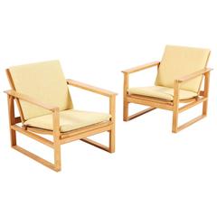 Børge Mogensen Pair of Lounge Oak Chairs Model 2256, 1956