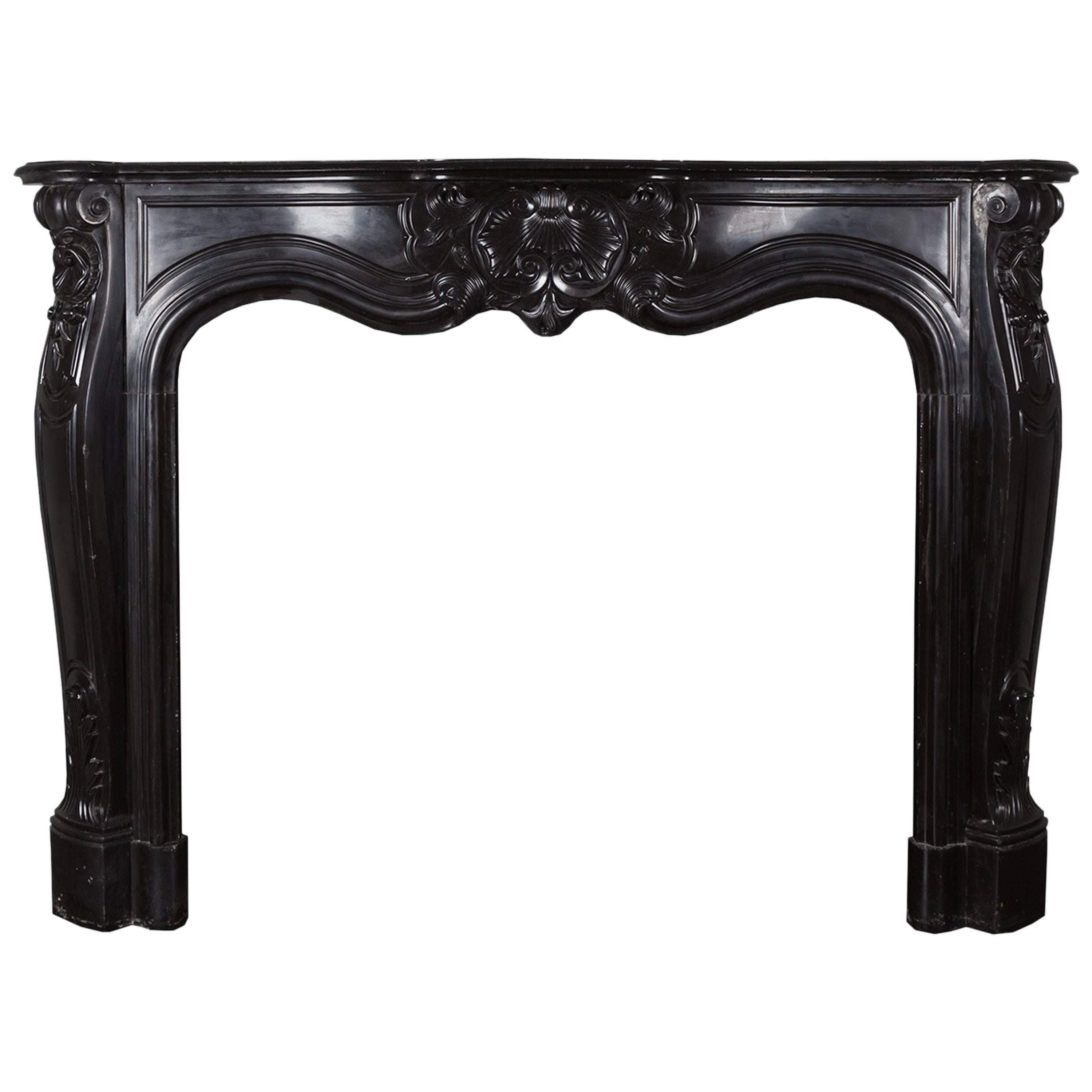 Antique Louis XV Black Marble Fireplace