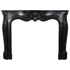 Antique Louis XV Black Marble Fireplace