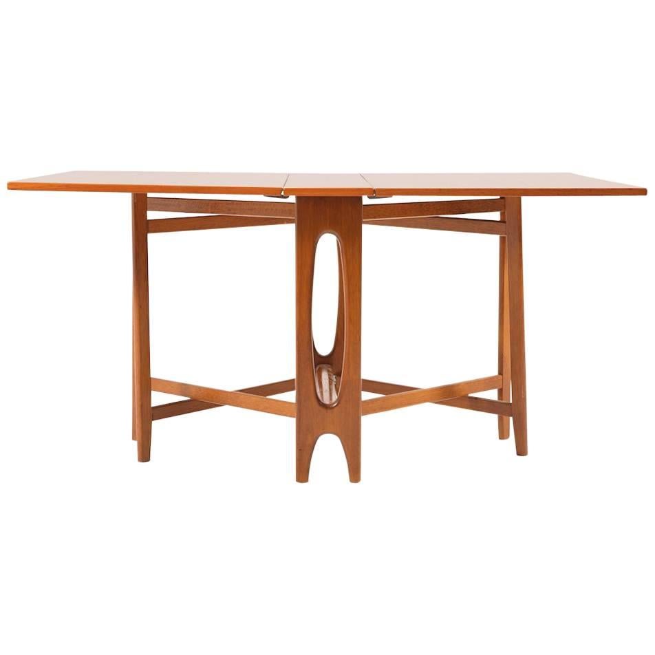 Drop-Leaf Teak Dining Table by Bendt Winge For Sale