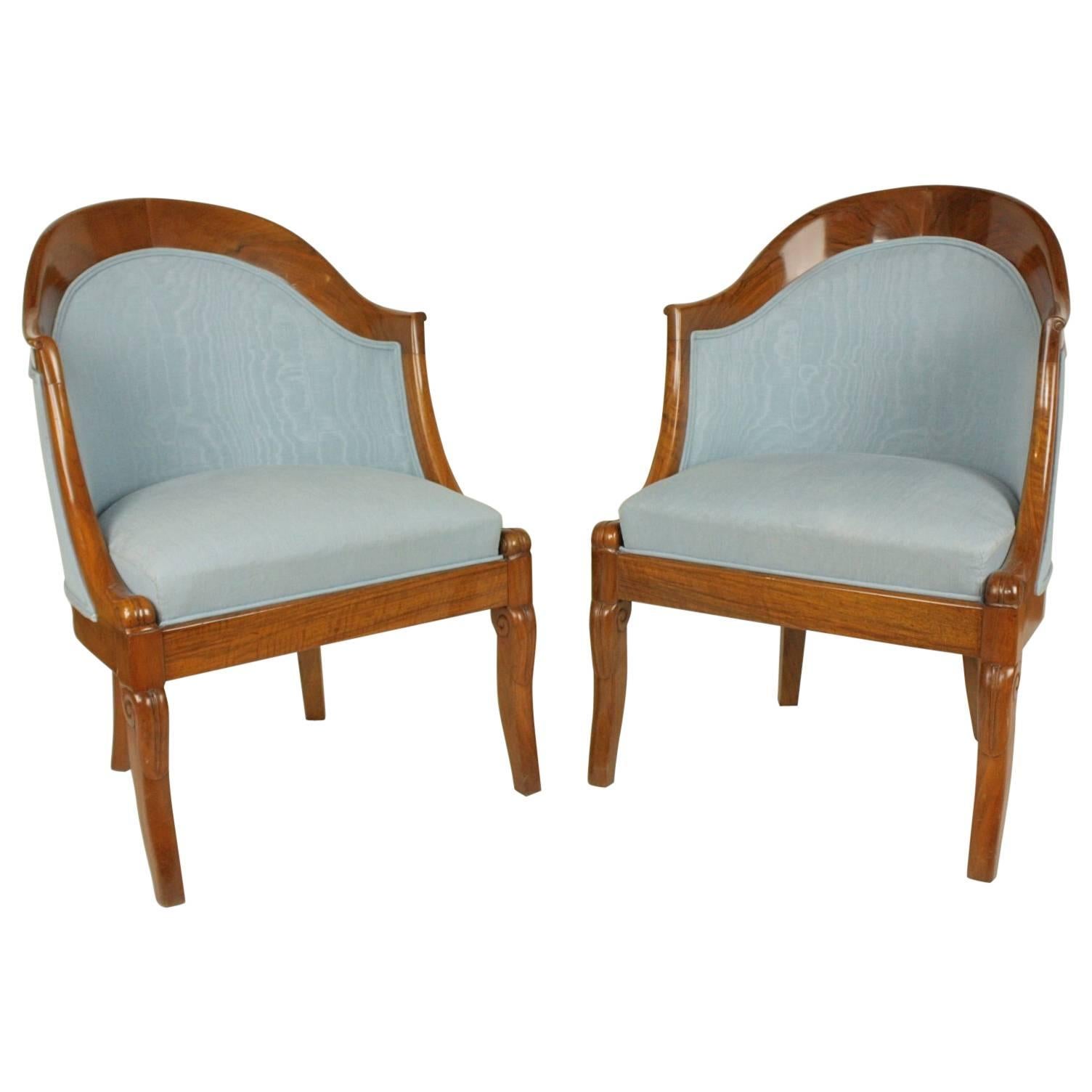 Pair of French Restauration Period Armchairs or Bergère