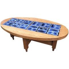 Guillerme et Chambron, Oak and Ceramic Coffee Table Edition Votre Maison, 1970 5