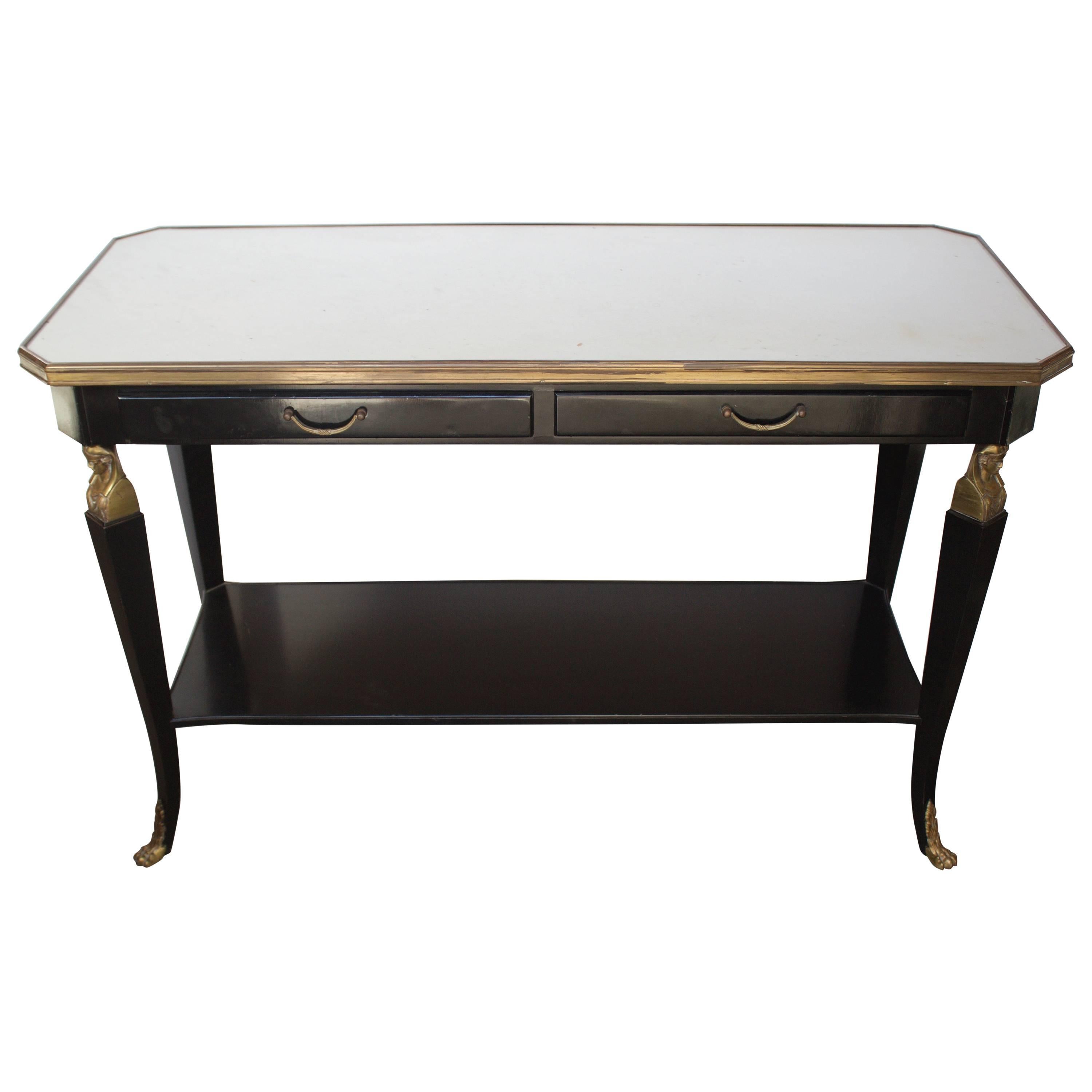 French 19th Century Empire Style Console Table with Marble Top