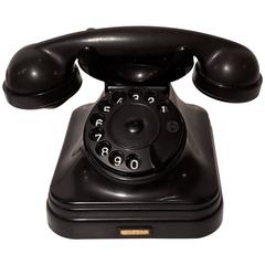 Vintage Telephone in Black Bakelite, circa 1950 from Italy, Working