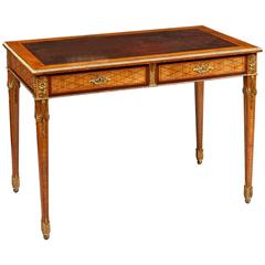 English 19th Century Inlaid Writing Table with Gilt Bronze Mounts