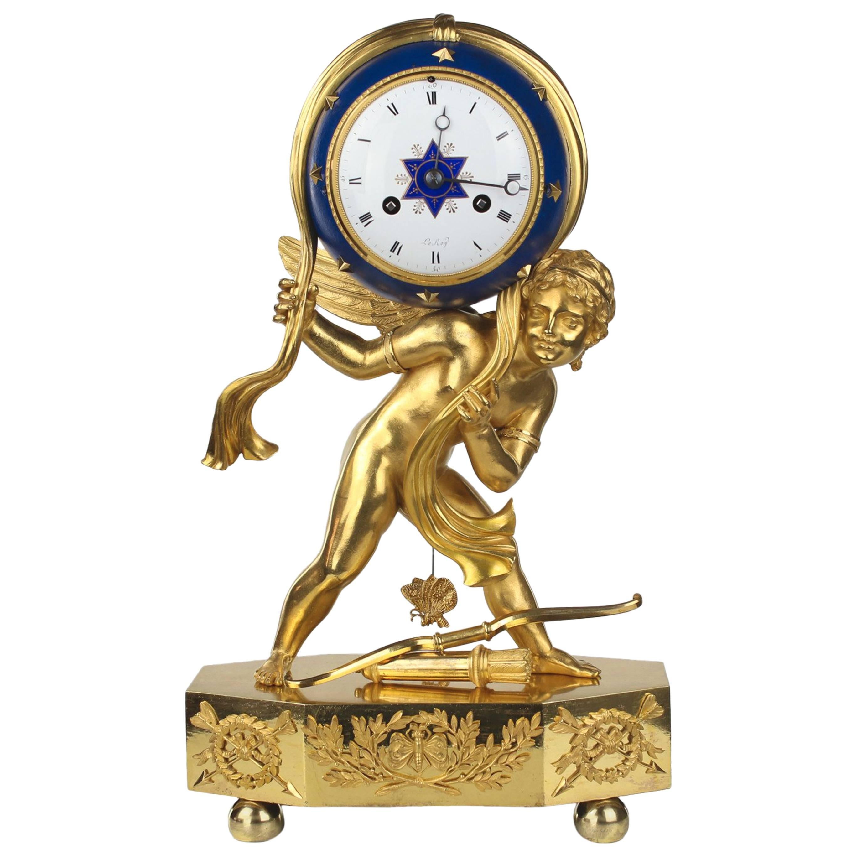 Unique Table Clock "Cupid as a Ruler of the Universe", France, circa 1800-1810