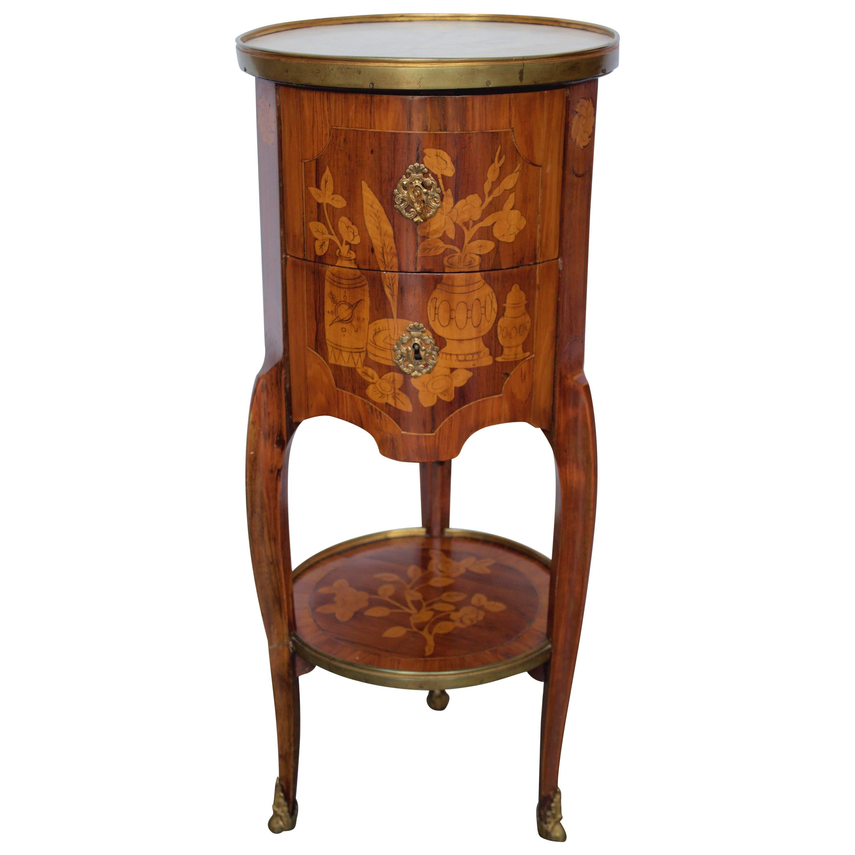 18th Century French "Tambour" Shaped Side Table For Sale