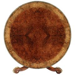 English Walnut Centre Table with Inlaid Marquetry and Ormolu, 19th Century