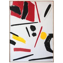 Mid-Century Untitled Abstract in White, Red, Black and Yellow by Jacques Nestlé