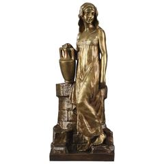 Late 19th Century Bronze "Woman with a Jar" Signed H. Leduc