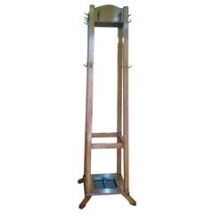 Arts and Crafts Blonde Oak Hall Stand 5
