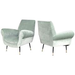Pair of Gigi Radice Club Lounge Chairs for Minotti, Italy, 1950s
