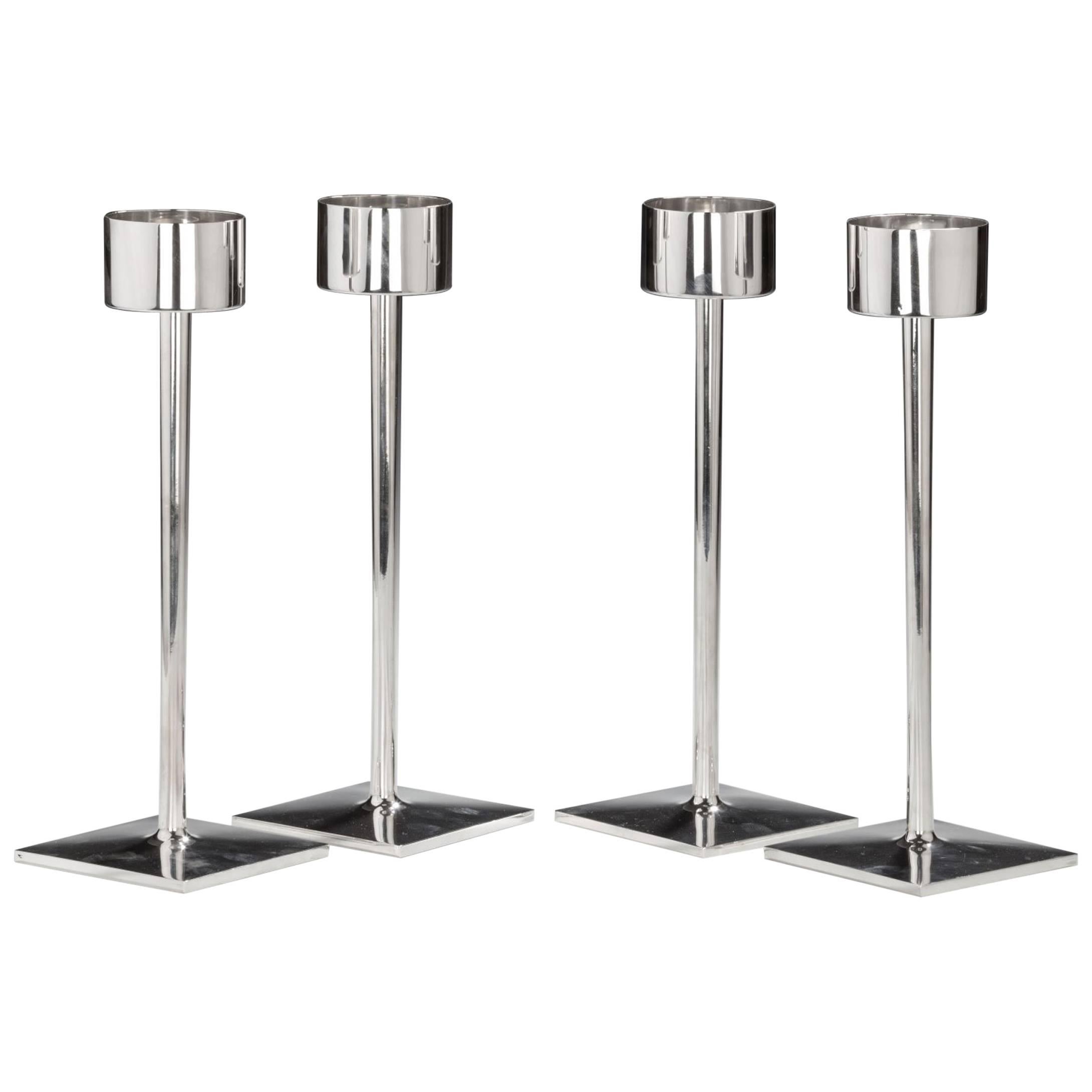 Set of Four Silver Candlesticks by Alex Styles