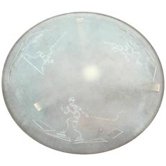 Glass Coffee Table Winter Sports Motives Attributed to Glössner Company, Sweden 9