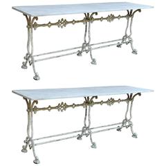 French Marble and Cast Iron Garden Tables, 1900