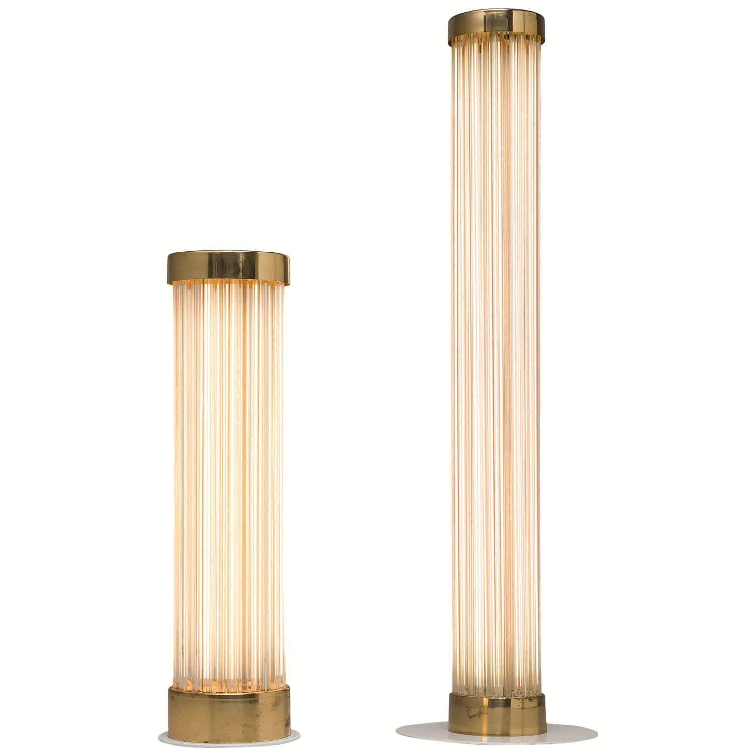 Brass and Glass Italian Floor Lamps