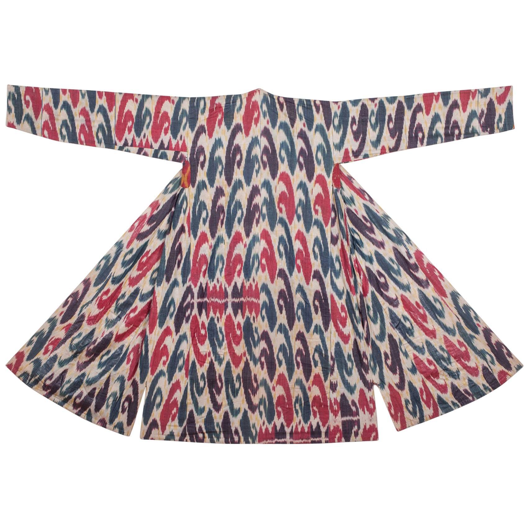 19th Century Silk and Cotton ‘Adras’ Chapan / Coat from Bukhara Uzbekistan
