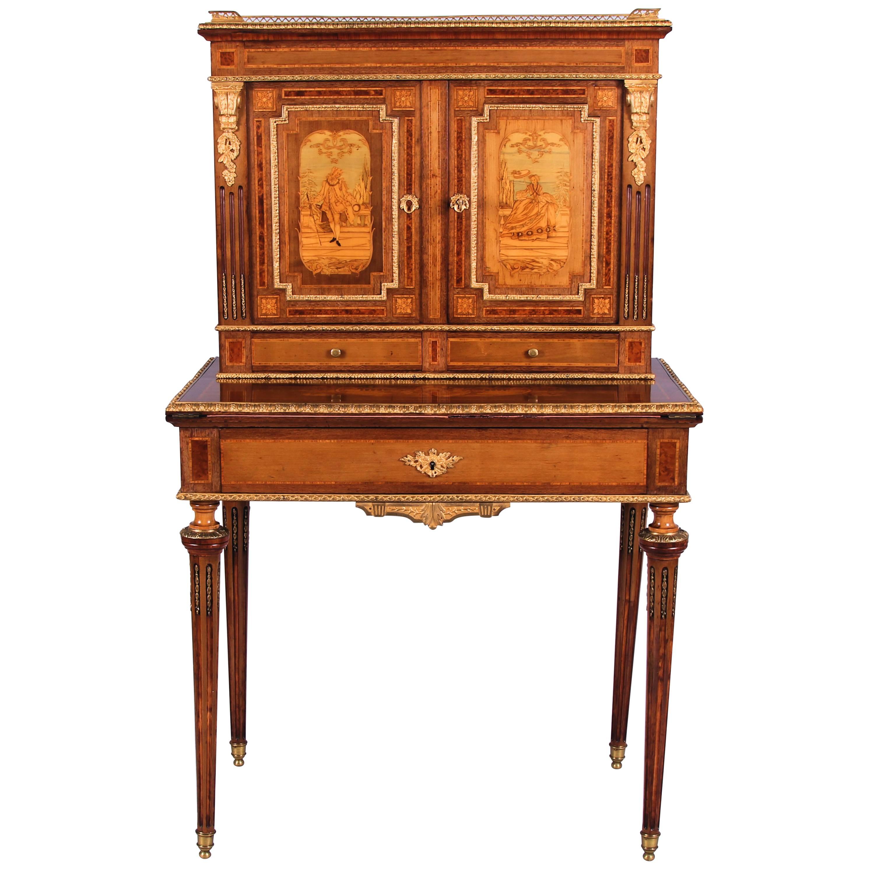 19th Century, Louis XV Revival Ormolu-Mounted Bonheur Du Jour by Diehl