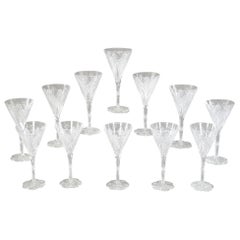 Antique Set of 12 Signed Baccarat Elbeuf Crystal Tall Water Goblets