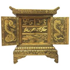 19th Century Japanese Bronze Box with Gold Decoration