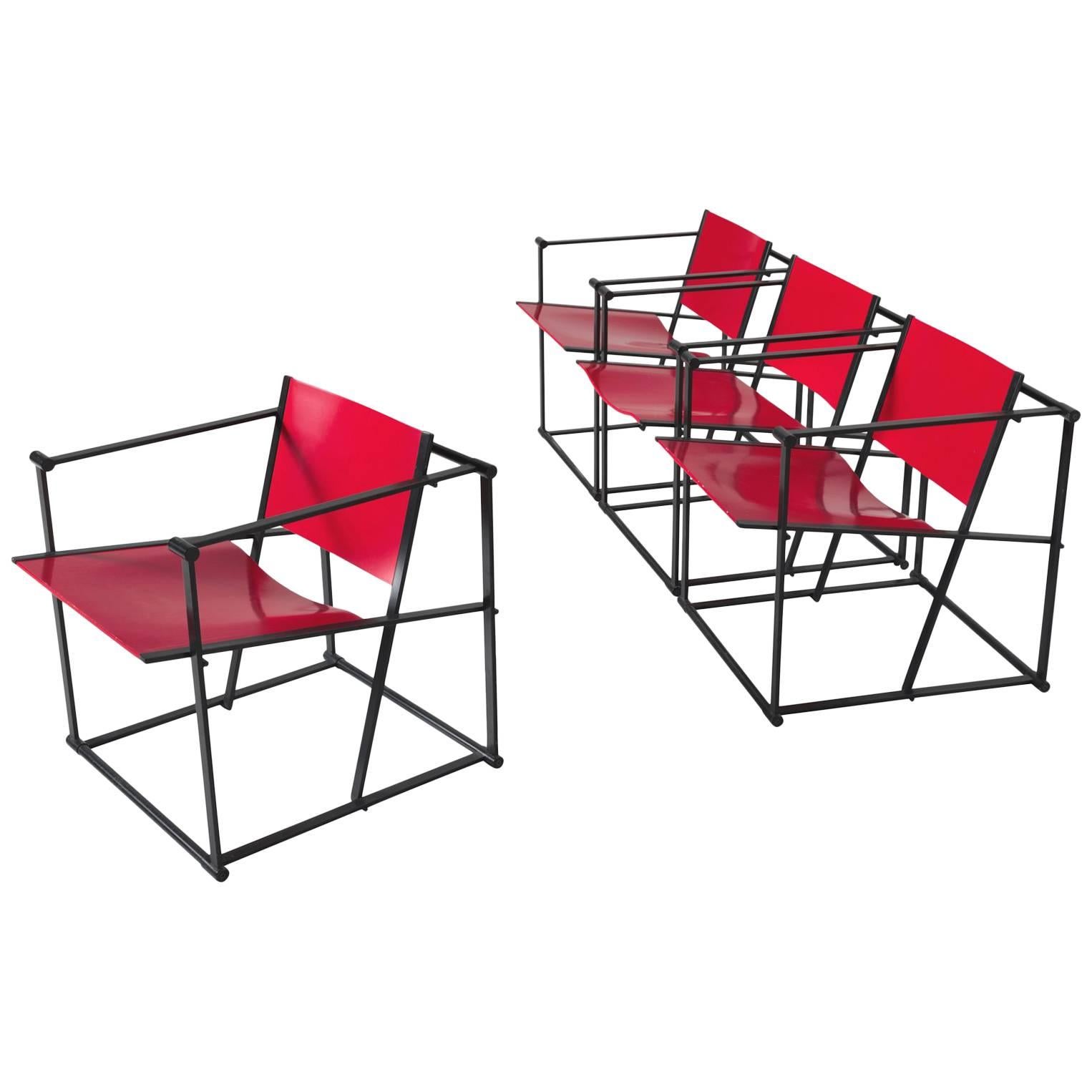 Set of Four Red FM61 Chairs for Pastoe