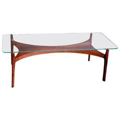 Rosewood and Glass Coffee Table by Sven Ellekaer