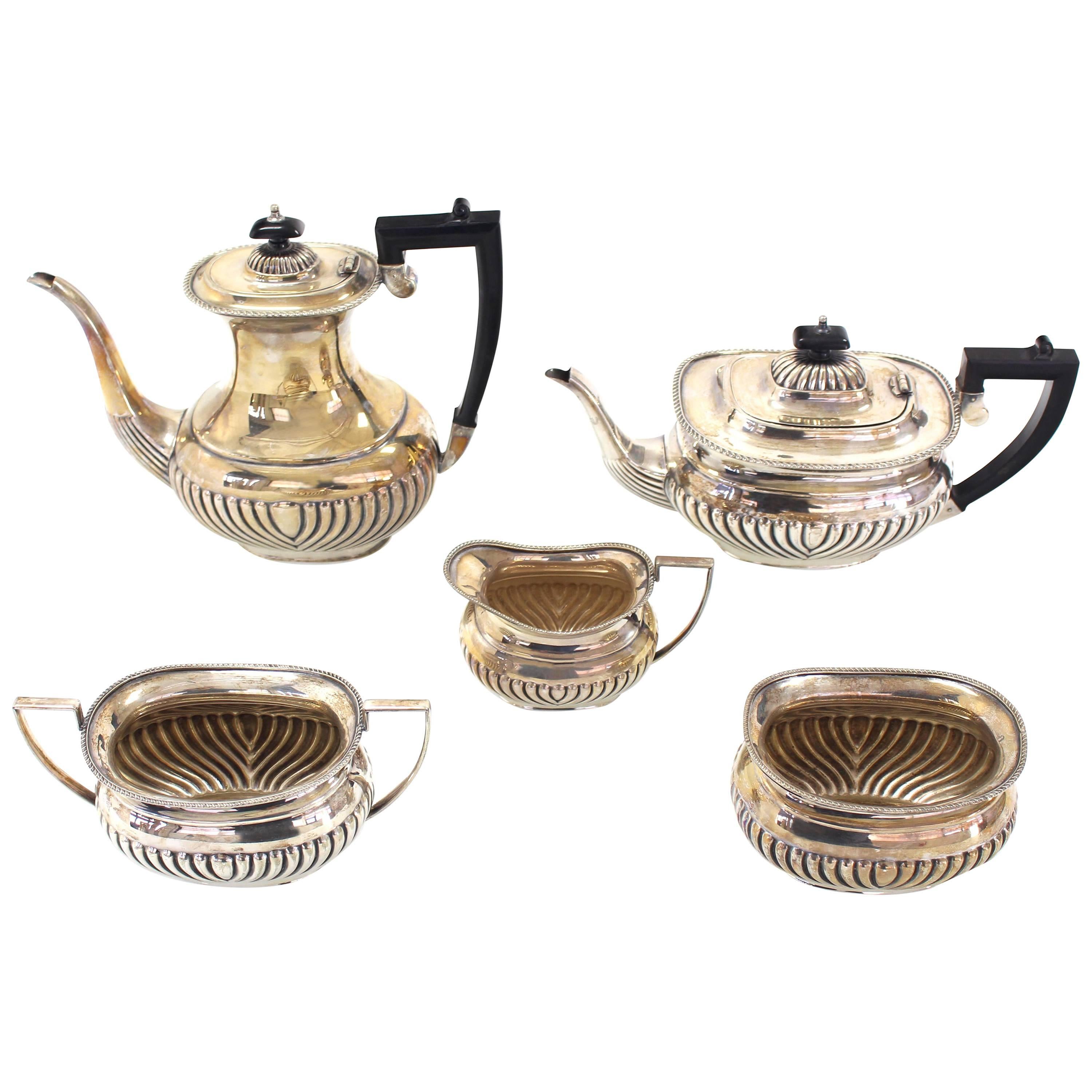 Five Pieces English Silver Plated Sheffield Tea or Coffee Set For Sale