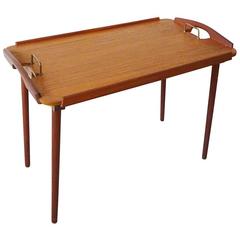Vintage 1950s Aase Mobler Teak Side Table Tray Table Made in Norway 11