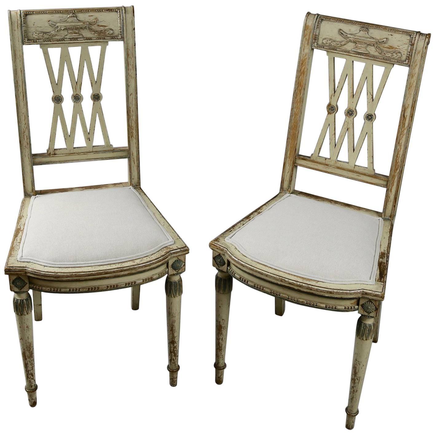 Pair of 19th Century French Second Empire Side Chairs with Original Paintwork For Sale