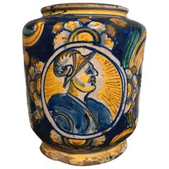 Italian Baroque Maiolica Drug Jar Albarello