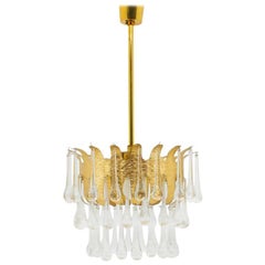 Ernst Palme Glass and Gilded Brass Chandelier for Palme, Germany 1960s