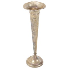 Foot Tall Flute Shape Sterling Silver Vase