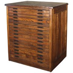 Used Industrial Hamilton Wood Flat File Multi Drawer Storage Cabinet