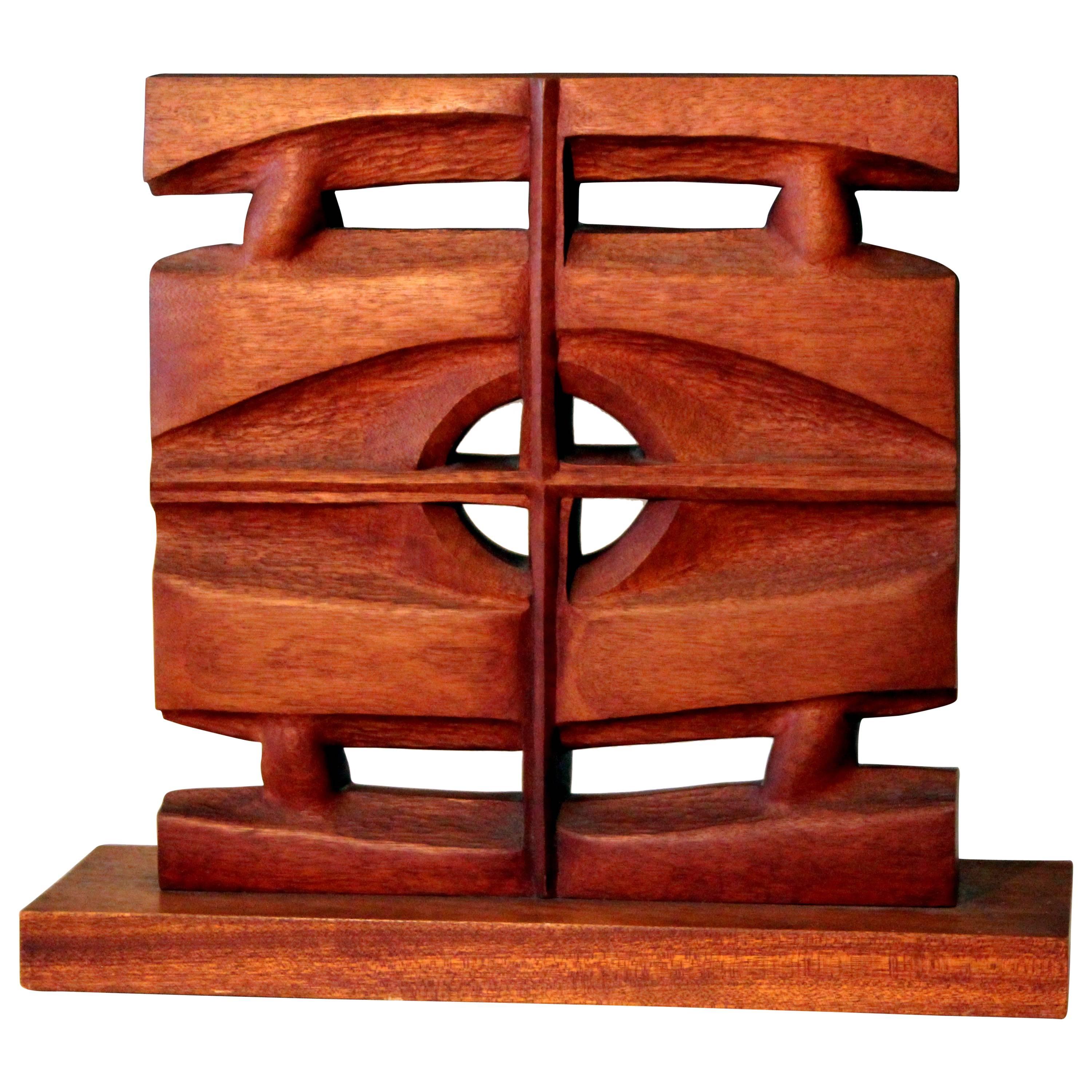 Jane McClintock Totemic Carved Mahogany Sculpture - "Meditation I", 1968 For Sale