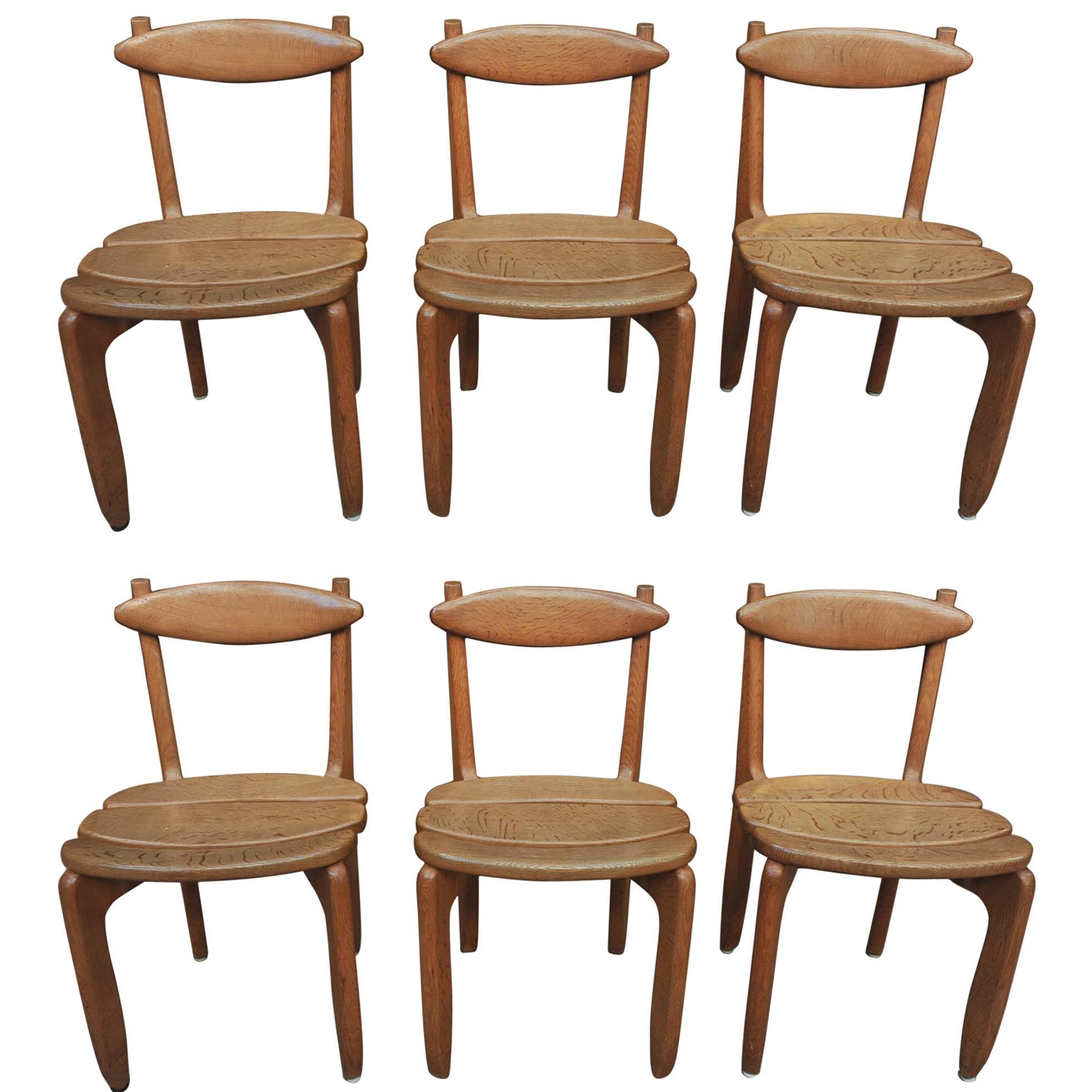 Guillerme & Chambron Set of Six Dining Chairs "Thierry", Edition Votre Maison