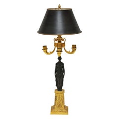Empire Gold Bronze Four-Light Candelabra Table Lamp, Claude Galle, France, 1810