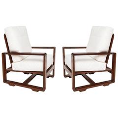 Sornay Style Deco Rosewood Lounge Chairs, France 1930-1940 Mid-Century Modernist