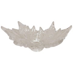 Exquisite Lalique France Large Champs Elysees Leaf Form Centerpiece Crystal Bowl