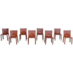 Set of Eight Cab Dining Chairs by Mario Bellini for Cassina