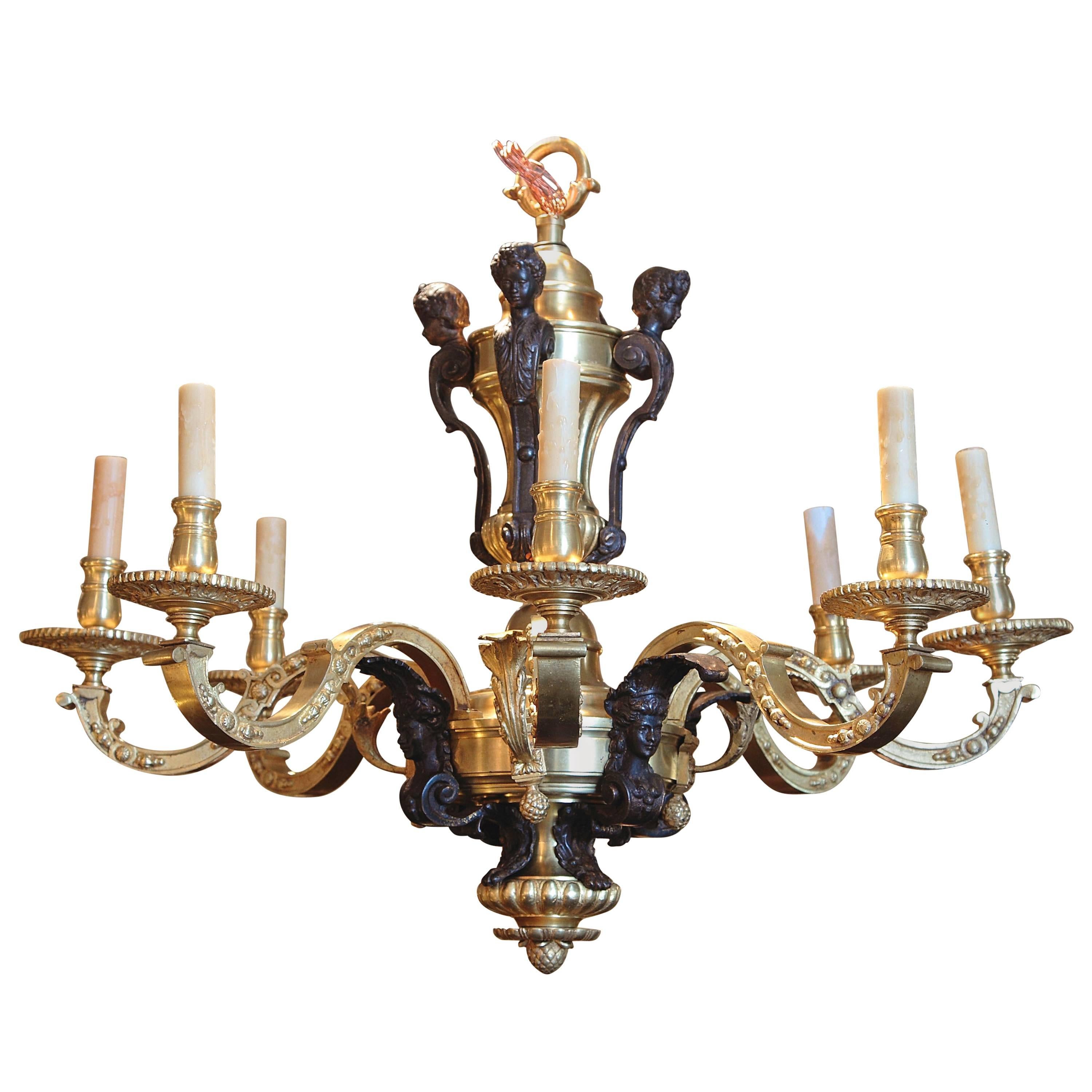 Beautiful 19th Century French Regence Gilt Bronze Chandelier For Sale