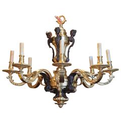 Magnifique lustre de style Régence française du 19ème siècle en bronze doré
