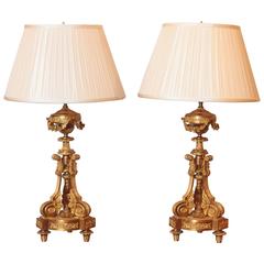 Pair of Fine French Louis XVI Gilt Bronze Candelabrum Lamps 7