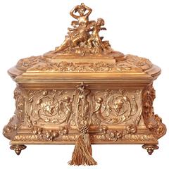19th Century French Large Finely Cast Gilt Bronze Casket