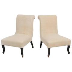 Pair of Napoleon III Scroll Back French Chairs
